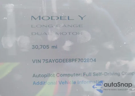 2023 Tesla Model Y Awd/Long Range Dual Motor All-Wheel Drive from USA, damaged, VIN 7SAYGDEE8PF702804